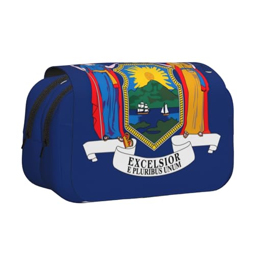 YQxwJL Federmäppchen, Motiv: New Yorker Flagge, großes Fassungsvermögen, tragbar, großes Federmäppchen mit Reißverschluss, für Büro und Zuhause von YQxwJL