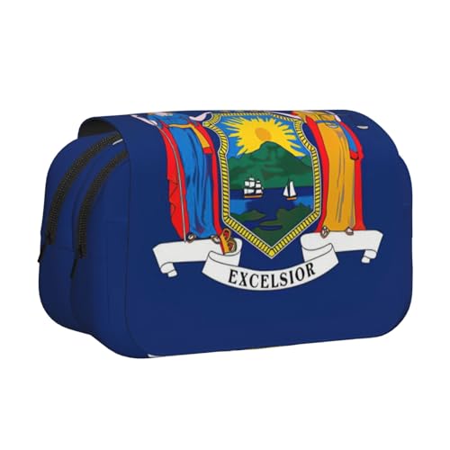 YQxwJL Federmäppchen, Motiv: New Yorker Staatsflagge, großes Fassungsvermögen, tragbar, großes Federmäppchen mit Reißverschluss, für Büro und Zuhause von YQxwJL