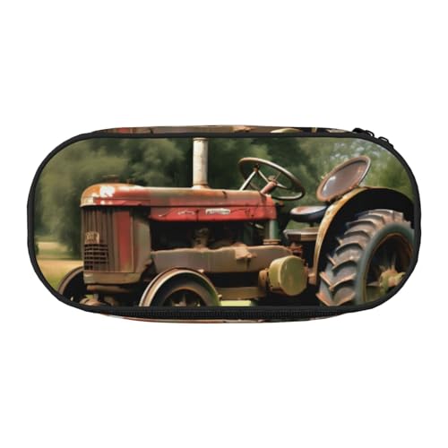 YQxwJL Federmäppchen, Motiv: alte Traktorfotos, Bauernhof-Druck, großes Fassungsvermögen, schwarz, Stifteetui, Organizer für Büro, Uni von YQxwJL