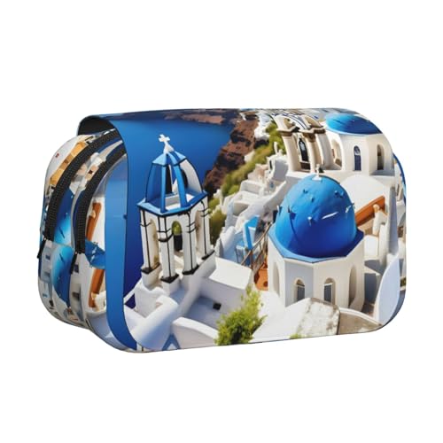 YQxwJL Federmäppchen, Motiv: griechische Insel, Meerblick, großes Fassungsvermögen, tragbar, großes Federmäppchen mit Reißverschluss, für Büro und Zuhause von YQxwJL