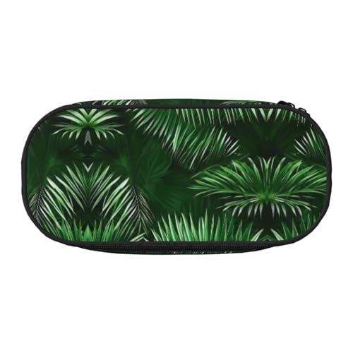 YQxwJL Federmäppchen, Motiv: grüne Palmenblätter, tropische Pflanzen, großes Fassungsvermögen, schwarz, Stifteetui, Organizer für Büro, Uni von YQxwJL