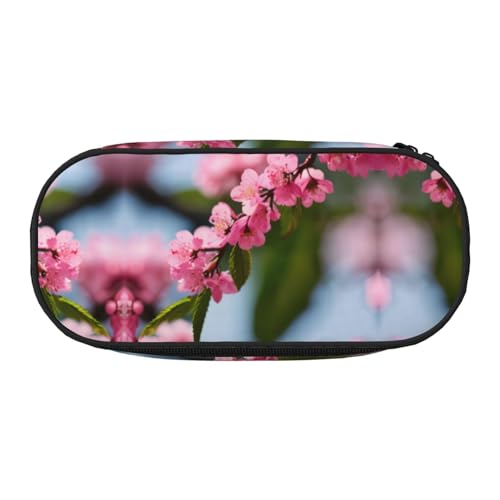 YQxwJL Federmäppchen, Motiv: rosa Kirschblüten, 1 Druck, großes Fassungsvermögen, schwarz, Stiftebeutel, Federmäppchen, Organizer für Büro, Uni von YQxwJL