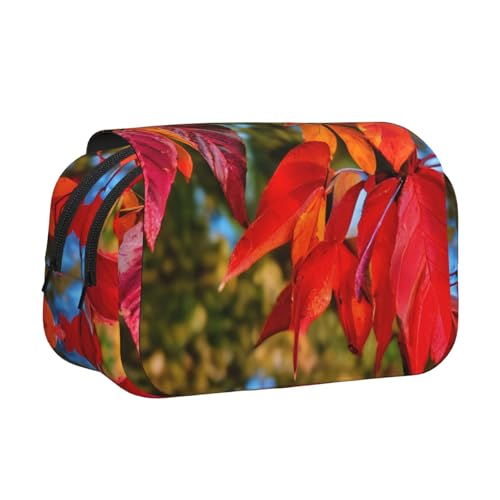 YQxwJL Federmäppchen, Motiv: rote Blätter und Früchte, großes Fassungsvermögen, tragbar, mit Reißverschluss, für Büro und Zuhause von YQxwJL