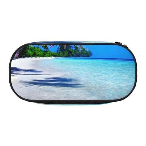 YQxwJL Federmäppchen, Motiv: tropischer weißer Sand, Strand und Ozean, großes Fassungsvermögen, schwarz, Stifteetui, Organizer für Büro, Uni von YQxwJL