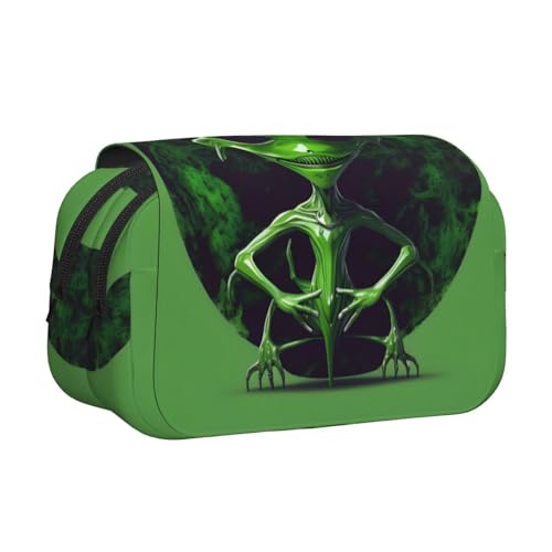 YQxwJL Federmäppchen mit Alien-Druck, großes Fassungsvermögen, tragbar, mit Reißverschluss, für Büro und Zuhause von YQxwJL