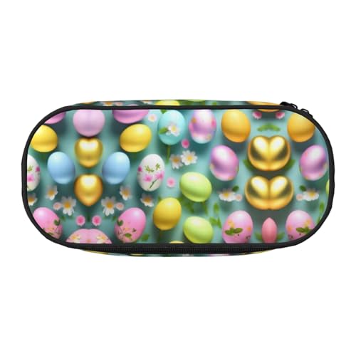 YQxwJL Federmäppchen mit Aufschrift "Happy Easter Holiday", großes Fassungsvermögen, schwarz, Stifteetui, Organizer für Büro, Uni von YQxwJL