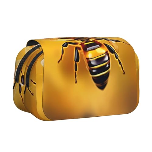 YQxwJL Federmäppchen mit Bienen-Motiv, großes Fassungsvermögen, tragbar, mit Reißverschluss, für Büro und Zuhause von YQxwJL