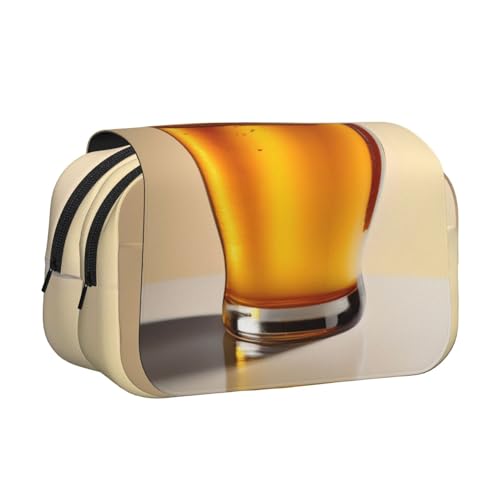 YQxwJL Federmäppchen mit Bierschaum-Aufdruck, großes Fassungsvermögen, tragbar, großes Federmäppchen mit Reißverschluss, für Büro und Zuhause von YQxwJL