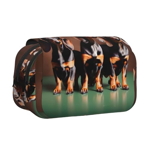 YQxwJL Federmäppchen mit Dackel-Motiv, großes Fassungsvermögen, tragbar, mit Reißverschluss, für Büro und Zuhause, Schwarz, One Size, Modern von YQxwJL