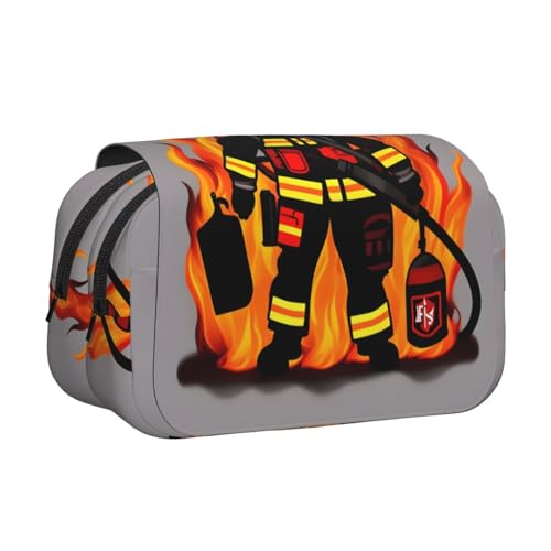 YQxwJL Federmäppchen mit Feuerwehrmann-Aufdruck, großes Fassungsvermögen, tragbar, großes Federmäppchen mit Reißverschluss, für Büro und Zuhause von YQxwJL