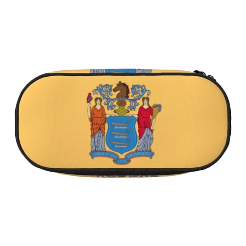 YQxwJL Federmäppchen mit Flagge von New Jersey, großes Fassungsvermögen, schwarz, Stifteetui, Organizer für Büro, Uni von YQxwJL