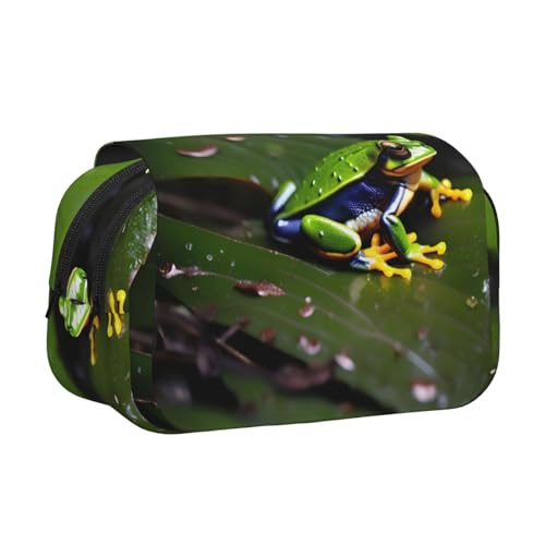 YQxwJL Federmäppchen mit Fröschen-Motiv, großes Fassungsvermögen, tragbar, mit Reißverschluss, für Büro und Zuhause von YQxwJL