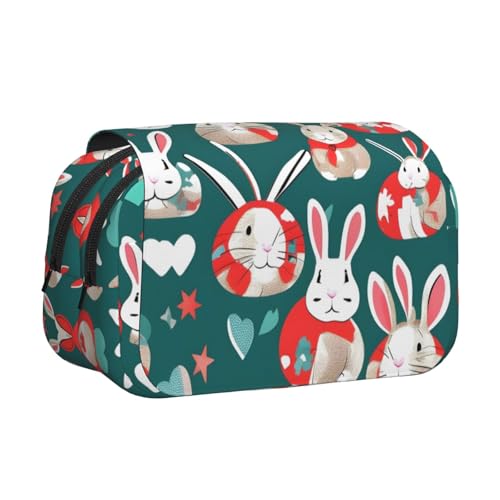 YQxwJL Federmäppchen mit Hasen-Motiv, großes Fassungsvermögen, tragbar, mit Reißverschluss, für Büro und Zuhause von YQxwJL