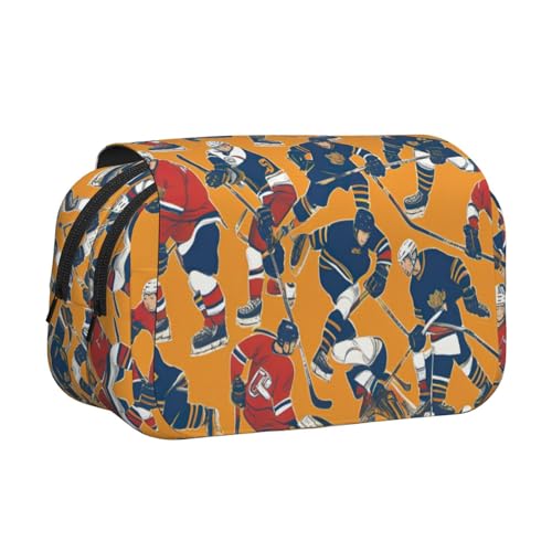 YQxwJL Federmäppchen mit Hockey-Aufdruck, großes Fassungsvermögen, tragbar, großes Federmäppchen mit Reißverschluss, für Büro und Zuhause von YQxwJL