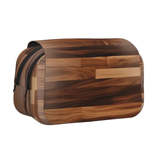 YQxwJL Federmäppchen mit Holzmaserung, großes Fassungsvermögen, tragbar, großes Federmäppchen mit Reißverschluss, für Büro und Zuhause von YQxwJL