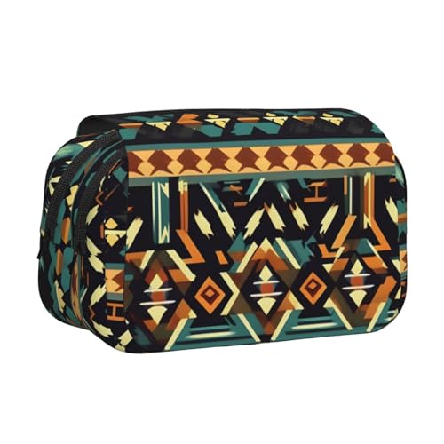 YQxwJL Federmäppchen mit Indianer-Muster, großes Fassungsvermögen, tragbar, mit Reißverschluss, für Büro und Zuhause von YQxwJL