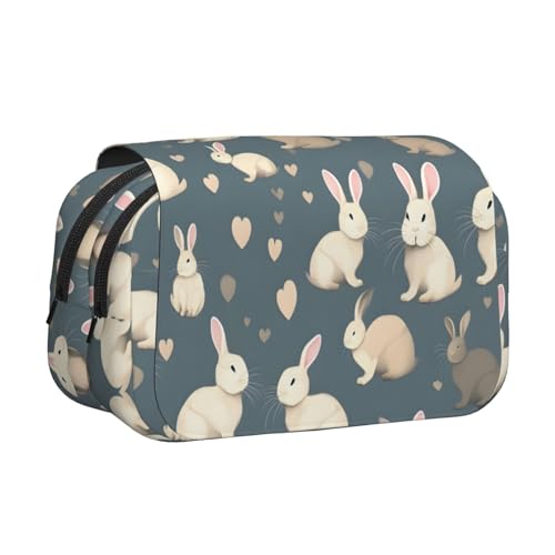 YQxwJL Federmäppchen mit Kaninchen-Hintergrunddruck, großes Fassungsvermögen, tragbar, große Bleistifttasche mit Reißverschluss, für Büro und Zuhause, Schwarz, One Size, Modern von YQxwJL