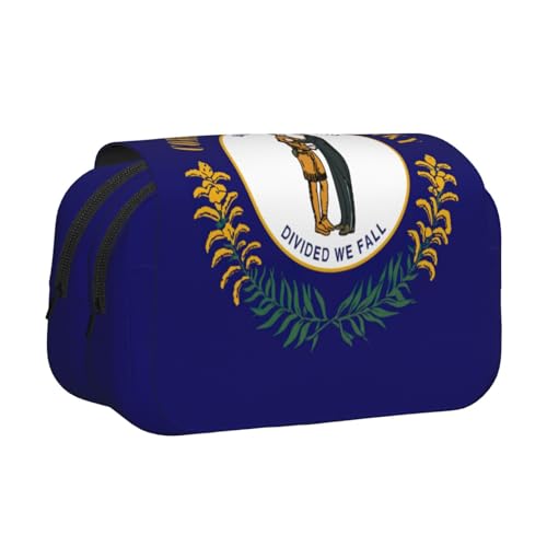 YQxwJL Federmäppchen mit Kentucky-Flaggen-Druck, großes Fassungsvermögen, tragbar, großes Federmäppchen mit Reißverschluss, für Büro und Zuhause von YQxwJL