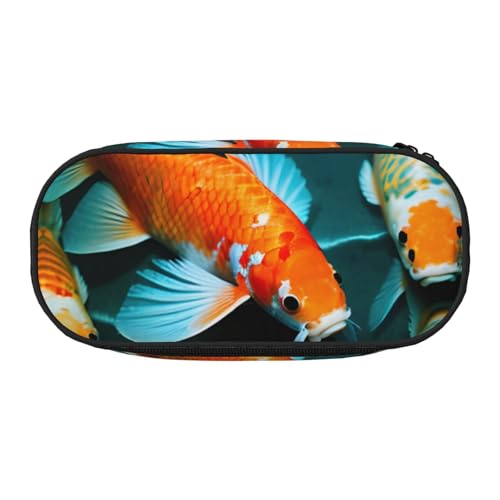 YQxwJL Federmäppchen mit Koi-Fisch-Motiv, großes Fassungsvermögen, schwarz, Stifteetui, Organizer für Büro, Uni von YQxwJL