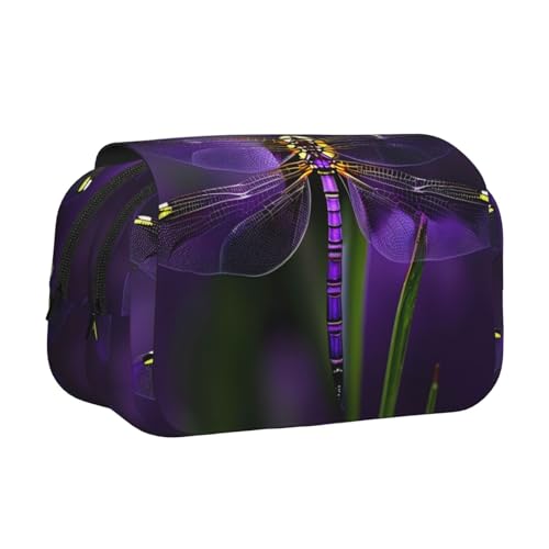 YQxwJL Federmäppchen mit Libellen-Aufdruck, großes Fassungsvermögen, tragbar, großes Federmäppchen mit Reißverschluss, für Büro und Zuhause, Schwarz, One Size, Modern von YQxwJL