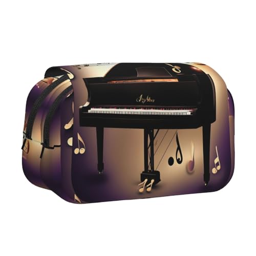 YQxwJL Federmäppchen mit Musiknoten-Klavierdruck, großes Fassungsvermögen, tragbar, großes Federmäppchen mit Reißverschluss, für Büro und Zuhause von YQxwJL