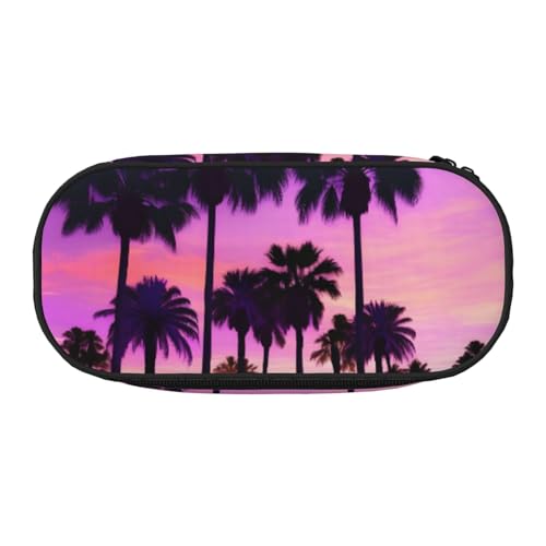 YQxwJL Federmäppchen mit Palmenmotiv, Motiv: Sonnenuntergänge, großes Fassungsvermögen, schwarz, Stiftebeutel, Organizer für Büro, Uni von YQxwJL