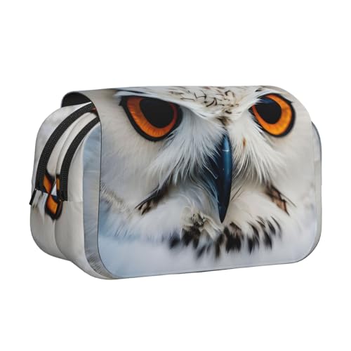 YQxwJL Federmäppchen mit Schneeeuleaugen-Aufdruck, großes Fassungsvermögen, tragbar, großes Federmäppchen mit Reißverschluss, für Büro und Zuhause von YQxwJL