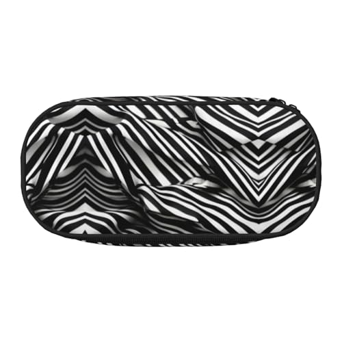 YQxwJL Federmäppchen mit Streifen, Schwarz / Weiß, großes Fassungsvermögen, Federmäppchen, Federmäppchen, Organizer für Büro, Uni von YQxwJL