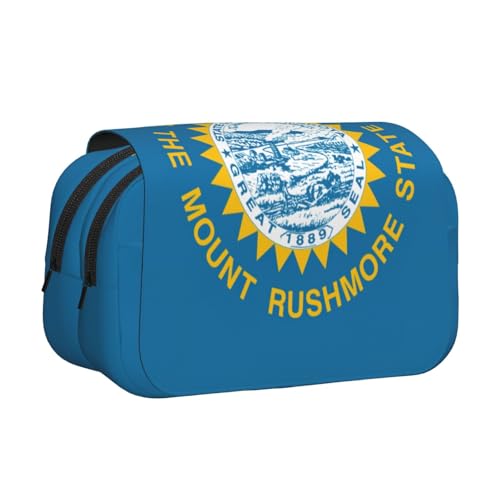 YQxwJL Federmäppchen mit Süddakota-Flagge, großes Fassungsvermögen, tragbar, großes Federmäppchen mit Reißverschluss, für Büro und Zuhause von YQxwJL