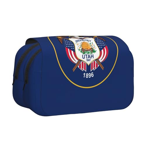 YQxwJL Federmäppchen mit Utah-Flaggen-Druck, großes Fassungsvermögen, tragbar, großes Federmäppchen mit Reißverschluss, für Büro und Zuhause von YQxwJL