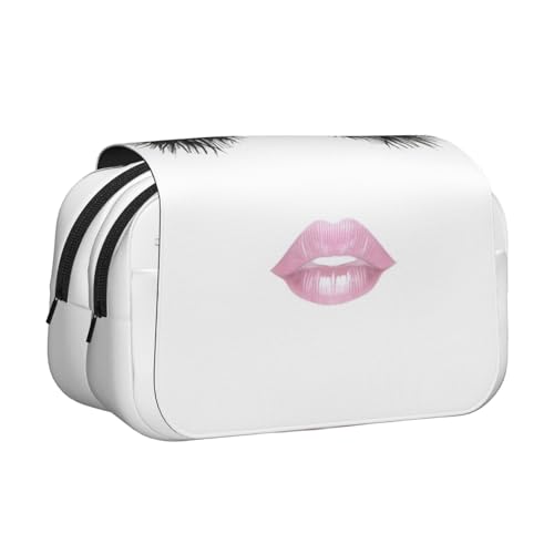 YQxwJL Federmäppchen mit Wimpernlippen-Motiv, großes Fassungsvermögen, tragbar, mit Reißverschluss, für Büro und Zuhause, Schwarz, One Size, Modern von YQxwJL