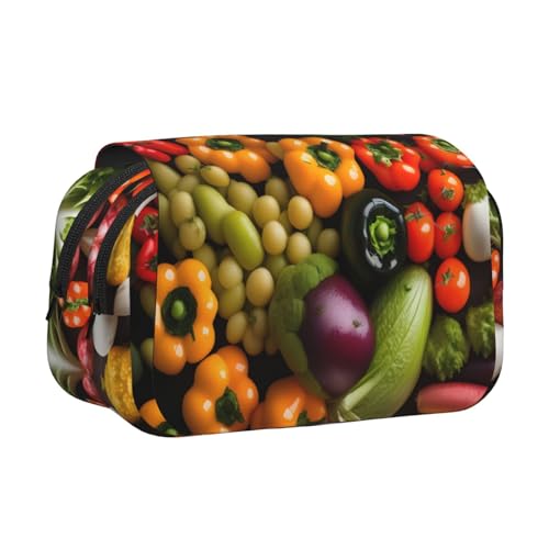 YQxwJL Federmäppchen mit frischem Gemüse und Früchten, großes Fassungsvermögen, tragbar, mit Reißverschluss, für Büro und Zuhause, Schwarz, One Size, Modern von YQxwJL