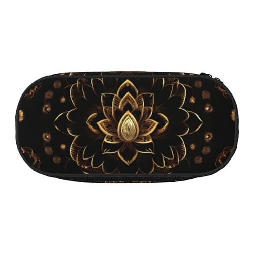 YQxwJL Federmäppchen mit goldenem Lotusblumen-Aufdruck, großes Fassungsvermögen, schwarze Farbe, Stifteetui, Organizer für Büro, Uni YQxwJL Federmäppchen mit goldenem Lotusblumen-Aufdruck, großes Fassungsvermögen, schwarze Farbe, Stifteetui, Organizer für Büro, Uni von YQxwJL