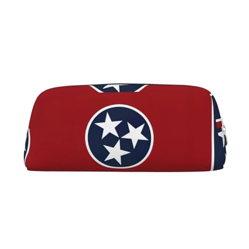 YQxwJL Federmäppchen mit großer Kapazität Tennessee Fahnenaufdruck Schlamperetui mit Reißverschluss, haltbare Leder Federmappe für Büro, Reisen von YQxwJL