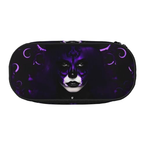 YQxwJL Federmäppchen mit gruseligem Aufdruck, großes Fassungsvermögen, Federmäppchen, Federmäppchen, Organizer für Büro, Uni, Violett / Schwarz von YQxwJL