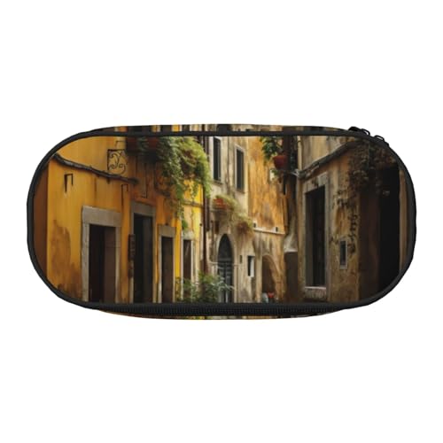 YQxwJL Federmäppchen mit italienischem Altstraßen-Druck, großes Fassungsvermögen, schwarz, Stiftebeutel, Federmäppchen, Organizer für Büro, Uni YQxwJL Federmäppchen mit italienischem Altstraßen-Druck, großes Fassungsvermögen, schwarz, Stiftebeutel, Federmäppchen, Organizer für Büro, Uni von YQxwJL