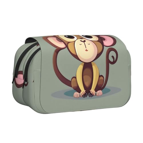 YQxwJL Federmäppchen mit niedlichem Affen-Aufdruck, großes Fassungsvermögen, tragbar, großes Federmäppchen mit Reißverschluss, für Büro und Zuhause von YQxwJL