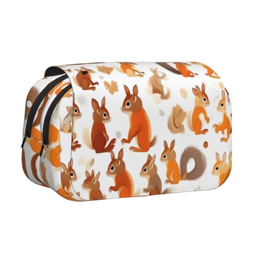 YQxwJL Federmäppchen mit niedlichem Eichhörnchen-Aufdruck, großes Fassungsvermögen, tragbar, großes Federmäppchen mit Reißverschluss, für Büro und Zuhause von YQxwJL