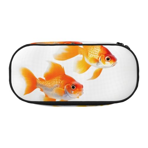 YQxwJL Federmäppchen mit niedlichem Goldfisch-Druck, großes Fassungsvermögen, schwarz, Stiftebeutel, Federmäppchen, Organizer für Büro, Uni von YQxwJL