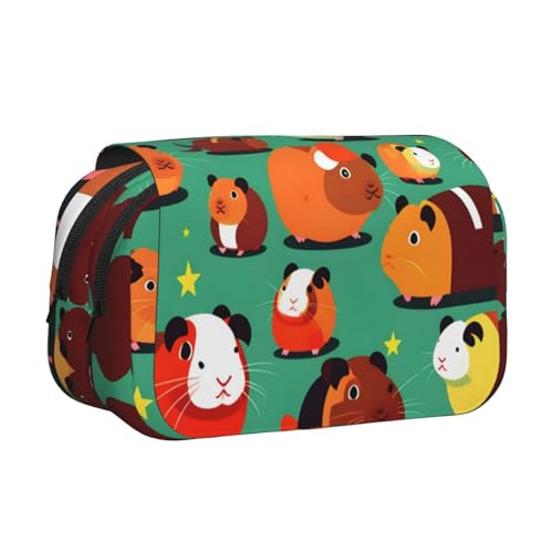 YQxwJL Federmäppchen mit niedlichem Meerschweinchen-Aufdruck, großes Fassungsvermögen, tragbar, großes Federmäppchen mit Reißverschluss, für Büro und Zuhause von YQxwJL