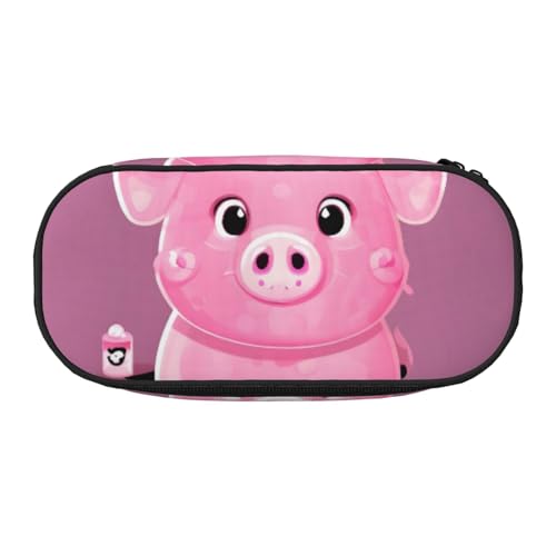 YQxwJL Federmäppchen mit niedlichem Schweine-Aufdruck, großes Fassungsvermögen, schwarz, Stifteetui, Organizer für Büro, Uni von YQxwJL