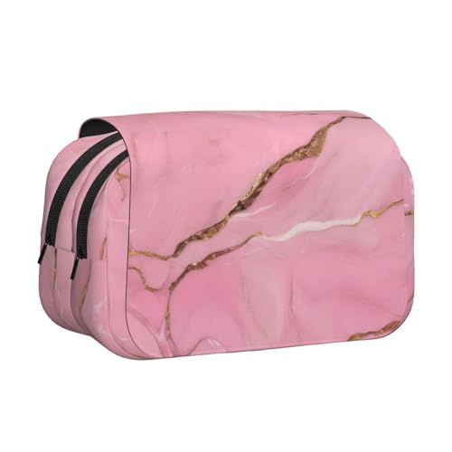YQxwJL Federmäppchen mit rosa Marmor-Textur, großes Fassungsvermögen, tragbar, große Bleistifttasche mit Reißverschluss, für Büro und Zuhause von YQxwJL