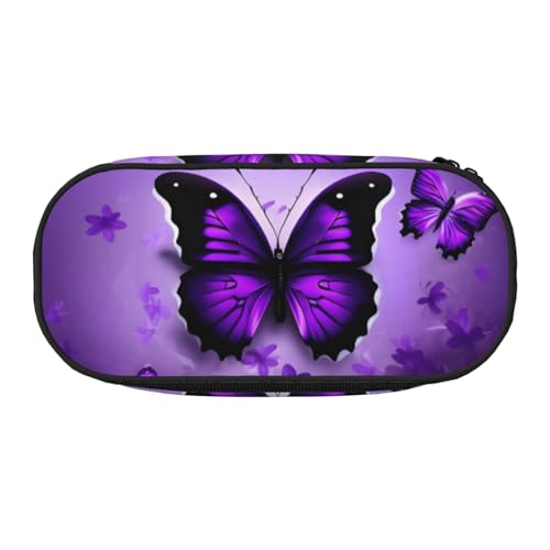 YQxwJL Federmäppchen mit schönem violettem Schmetterlings-Aufdruck, großes Fassungsvermögen, schwarz, Stifteetui, Organizer für Büro, Uni YQxwJL Federmäppchen mit schönem violettem Schmetterlings-Aufdruck, großes Fassungsvermögen, schwarz, Stifteetui, Organizer für Büro, Uni von YQxwJL