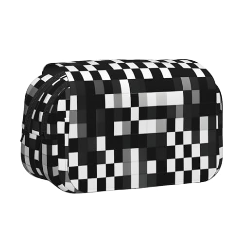 YQxwJL Federmäppchen mit schwarz-weißer Formel, kariertes Muster, großes Fassungsvermögen, tragbar, großes Federmäppchen mit Reißverschluss, für Büro und Zuhause von YQxwJL