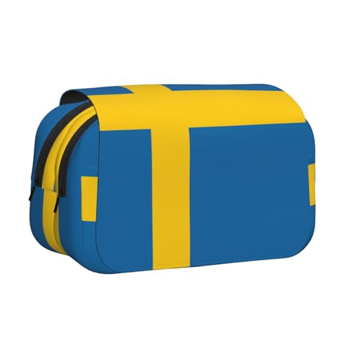YQxwJL Federmäppchen mit schwedischer Flagge, großes Fassungsvermögen, tragbar, großes Federmäppchen mit Reißverschluss, für Büro und Zuhause von YQxwJL