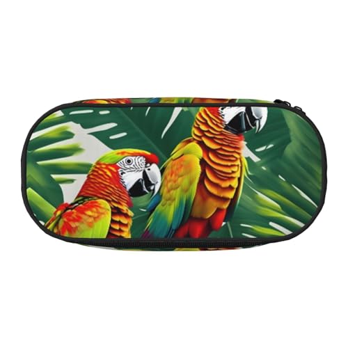 YQxwJL Federmäppchen mit tropischem Blumen- und Papageien-Druck, großes Fassungsvermögen, schwarz, Stifteetui, Organizer für Büro, Uni von YQxwJL
