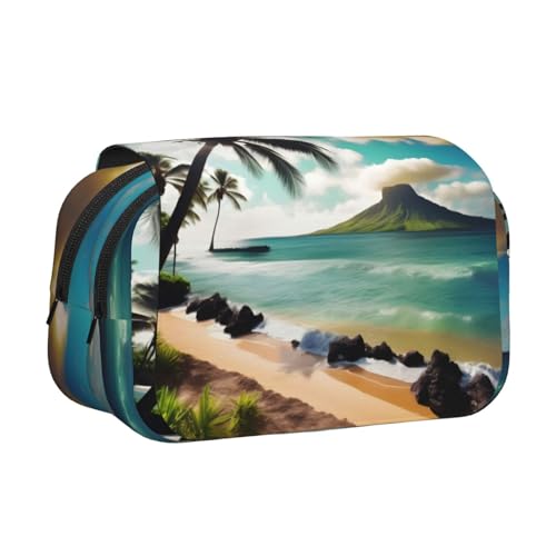 YQxwJL Federmäppchen mit tropischem Strandpalmen-Druck, großes Fassungsvermögen, tragbar, großes Federmäppchen mit Reißverschluss, für Büro und Zuhause, Schwarz, One Size, Modern von YQxwJL