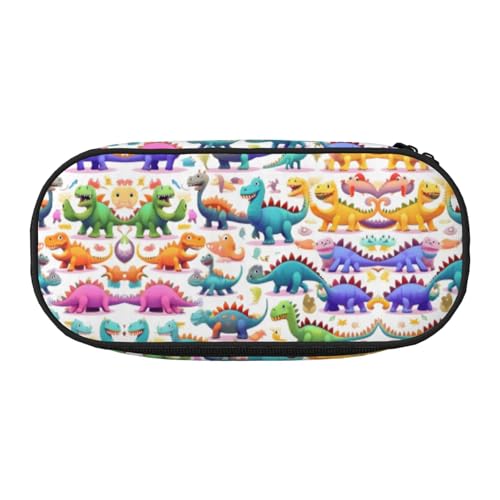 YQxwJL Federmäppchen mit vielen bunten Cartoon-Dinosaurier-Aufdruck, großes Fassungsvermögen, schwarz, Stifteetui, Organizer für Büro, Uni von YQxwJL