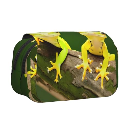 YQxwJL Federmäppchen mit zwei Geckos-Aufdruck, großes Fassungsvermögen, tragbar, großes Federmäppchen mit Reißverschluss, für Büro und Zuhause, Schwarz, One Size, Modern von YQxwJL