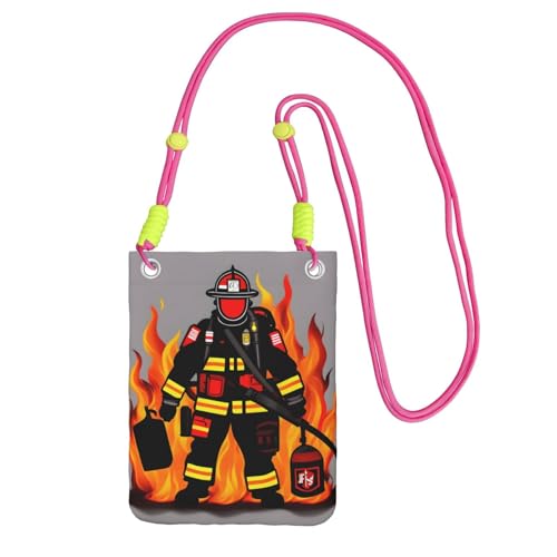 YQxwJL Feuerwehrmann bedruckte Schultertasche für Männer und Frauen, lässige Mini-Handygeldbörsen, Anti-Diebstahl-Handytasche, für Wandern, Reisen, Fuchusia, Einheitsgröße von YQxwJL